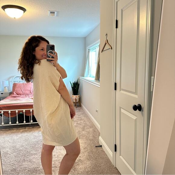 HATCH Cream Linen Blend Mini Dress One Size - Picture 3 of 14